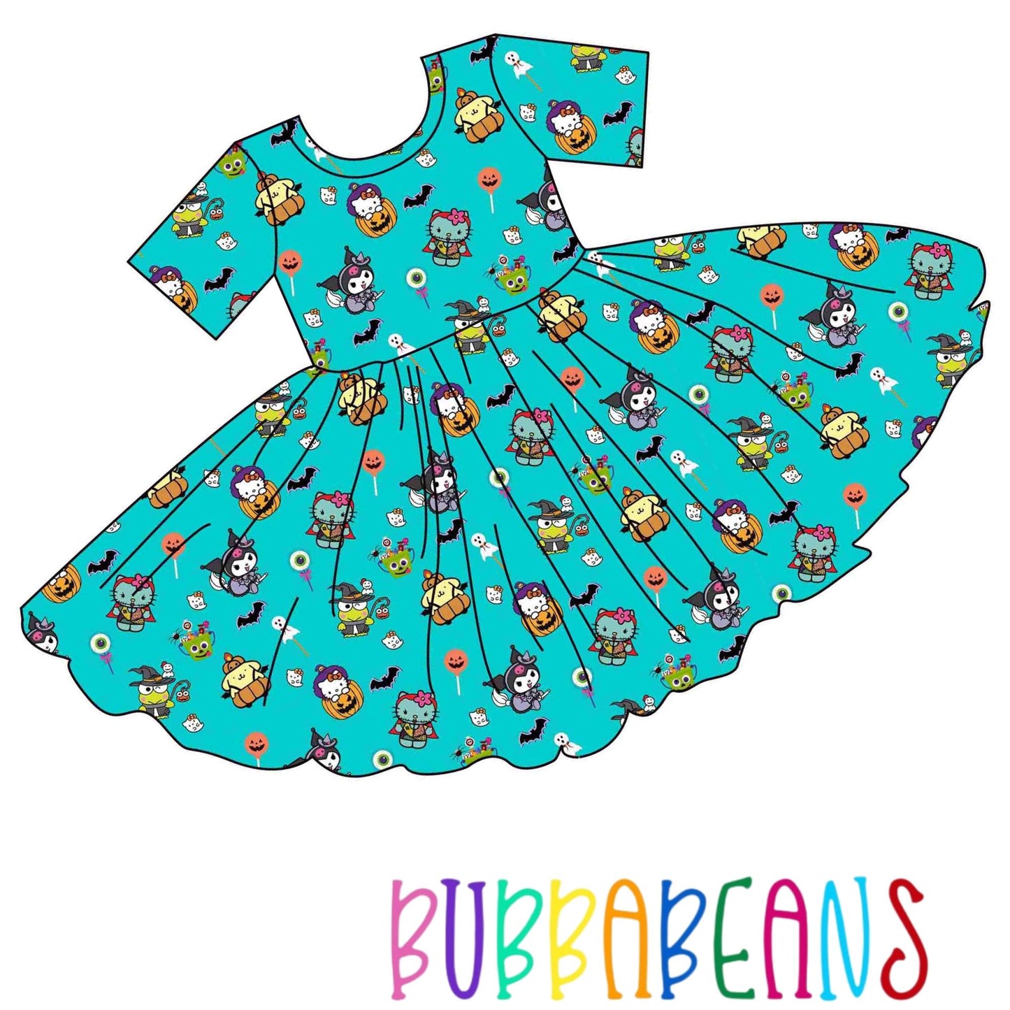 Hello Scary Short Sleeve Twirl Dress