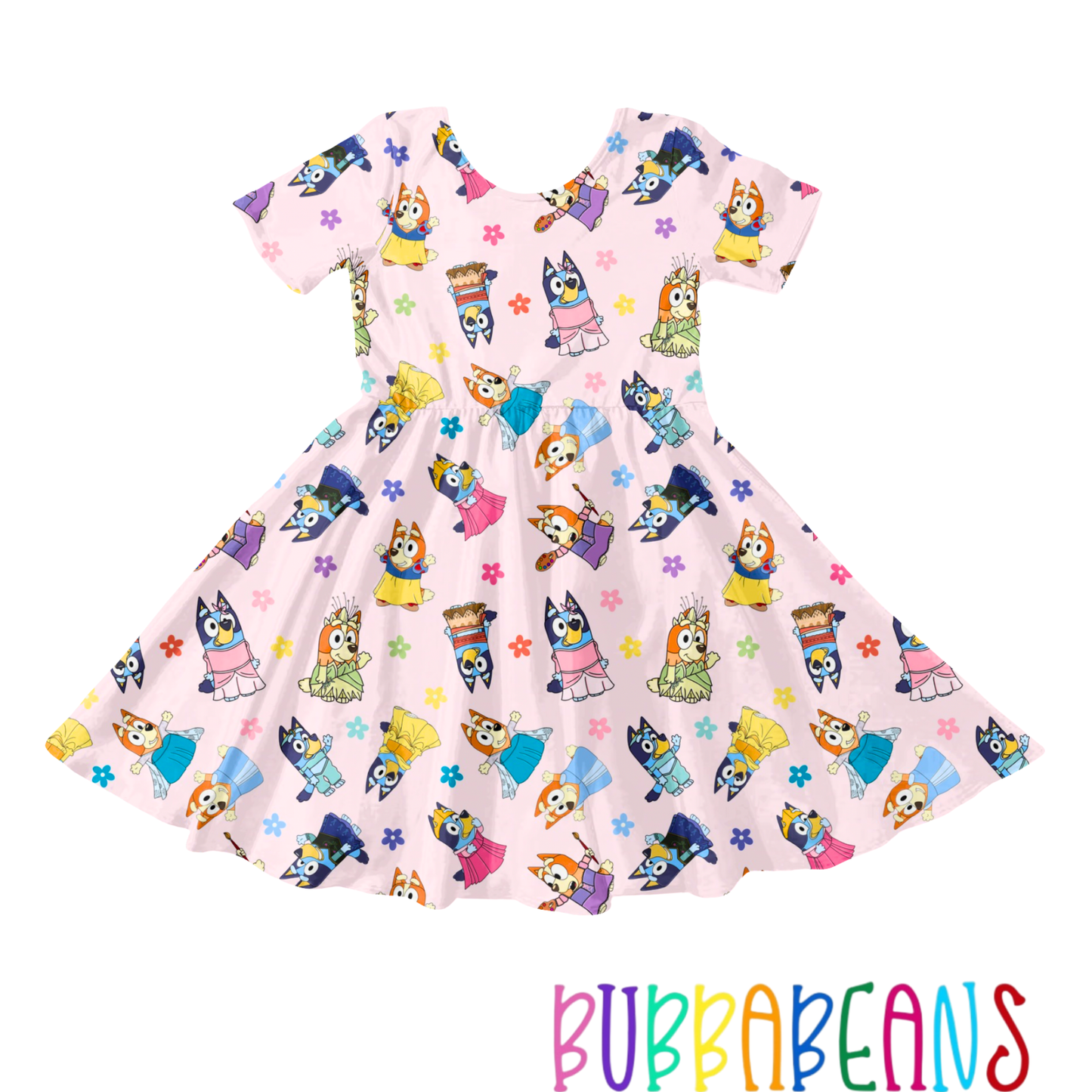 Princess Dogs Short Sleeve Twirl Dress