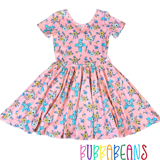 Blooming Faith Short Sleeve Twirl Dress