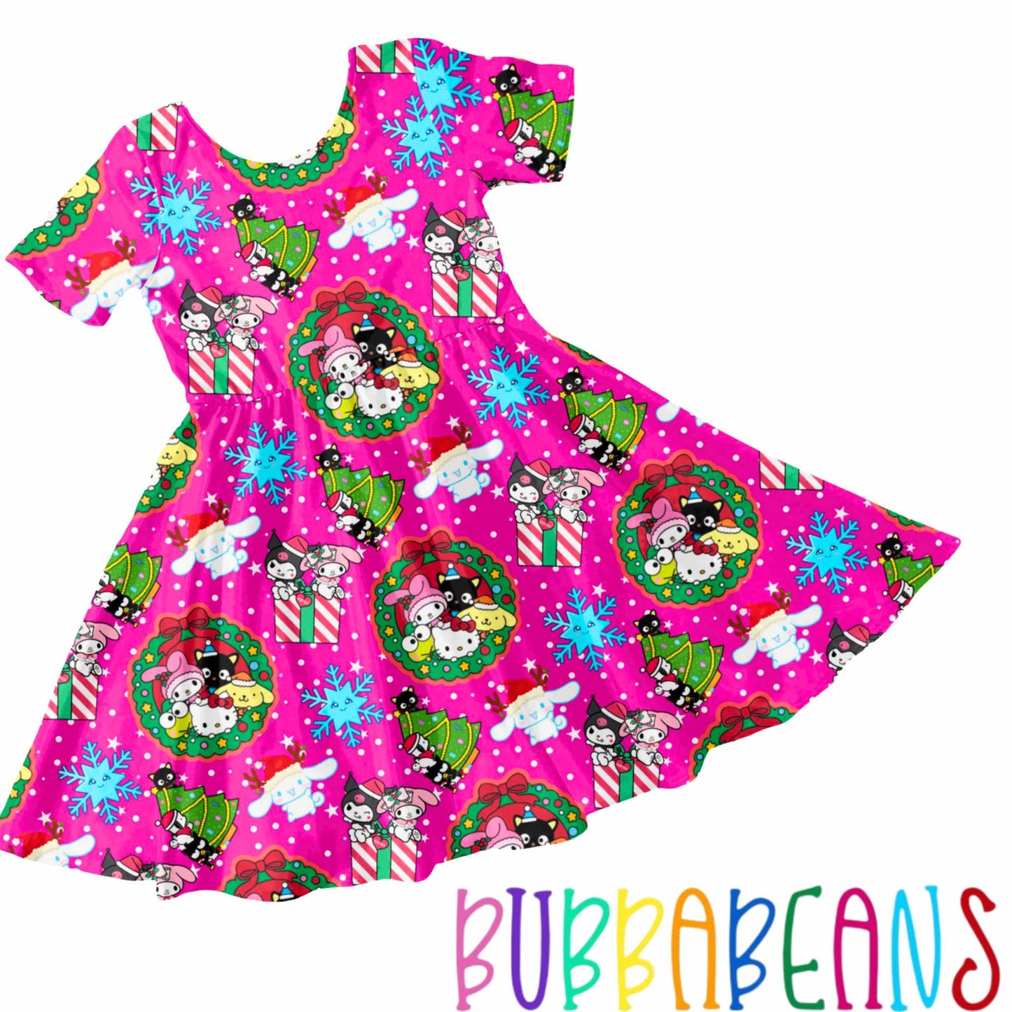 Santa's Helpers Short Sleeve Twirl Dress