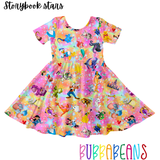 Storybook Stars Short Sleeve Twirl Dress