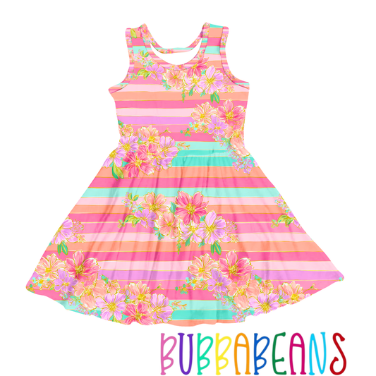 Floral Rainbow Tank Twirl Dress