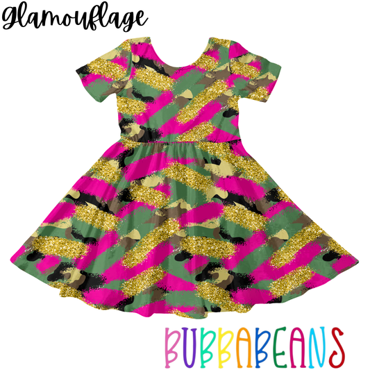 Glamoflauge Short Sleeve Twirl Dress